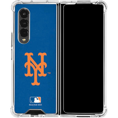 MLB New York Mets - Solid Distressed Galaxy Z Fold4 5G Clear Case