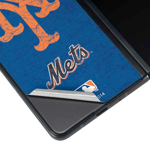 MLB New York Mets - Solid Distressed Galaxy Z Fold4 5G Skin