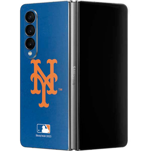 MLB New York Mets - Solid Distressed Galaxy Z Fold4 5G Skin