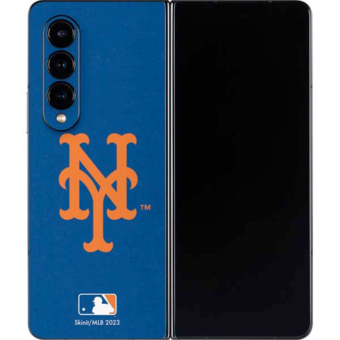 MLB New York Mets - Solid Distressed Galaxy Z Fold4 5G Skin