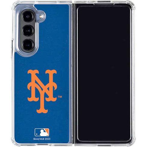 MLB New York Mets - Solid Distressed Galaxy Z Fold5 5G Clear Case