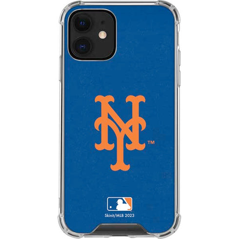 MLB New York Mets - Solid Distressed iPhone 12 Clear Case