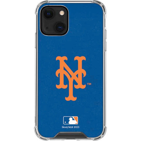 MLB New York Mets - Solid Distressed iPhone 13 Mini Clear Case