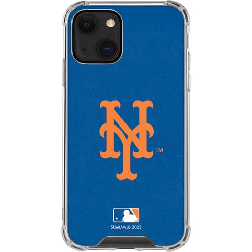 MLB New York Mets - Solid Distressed iPhone 14 Clear Case