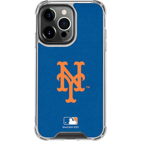 MLB New York Mets - Solid Distressed iPhone 14 Pro Clear Case