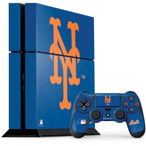 MLB New York Mets - Solid Distressed PS4 Console and Controller Bundle Skin