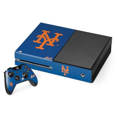 MLB New York Mets - Solid Distressed Xbox One Console and Controller Bundle Skin