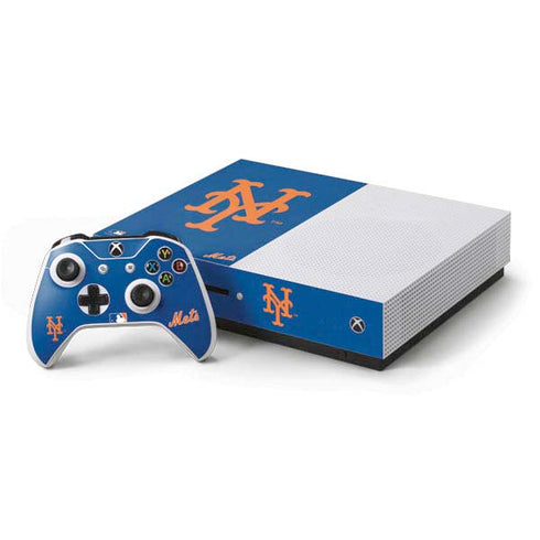 MLB New York Mets - Solid Distressed Xbox One S Console and Controller Bundle Skin