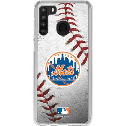 MLB New York Mets Game Ball Galaxy A21 Clear Case