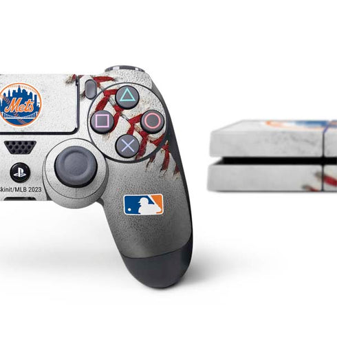 MLB New York Mets Game Ball PS4 Console and Controller Bundle Skin