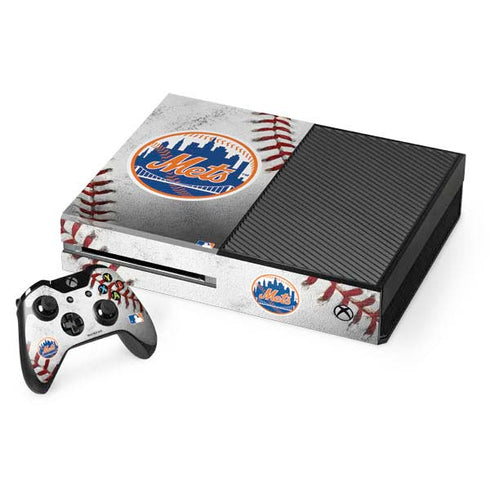 MLB New York Mets Game Ball Xbox One Console and Controller Bundle Skin