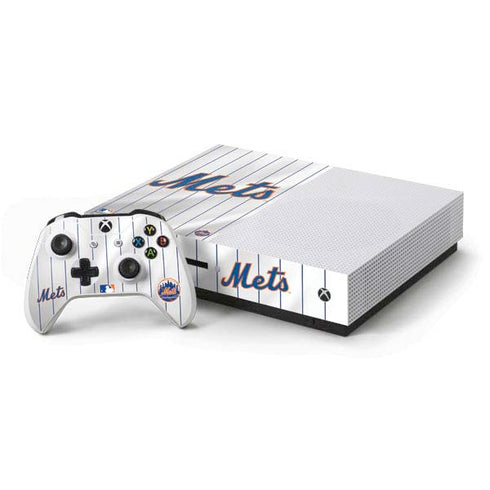 MLB New York Mets Home Jersey Xbox One S Console and Controller Bundle Skin