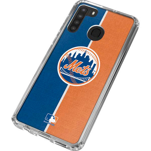 MLB New York Mets Split Galaxy A21 Clear Case