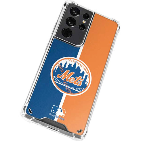 MLB New York Mets Split Galaxy S21 Ultra 5G Clear Case