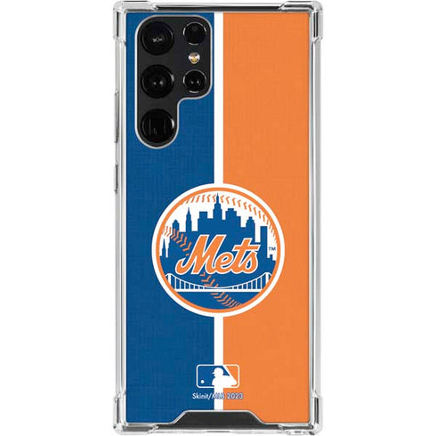 MLB New York Mets Split Galaxy S22 Ultra Clear Case