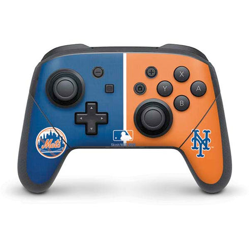 MLB New York Mets Split Nintendo Switch Pro Controller Skin