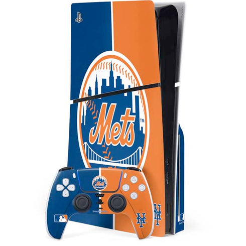 MLB New York Mets Split PS5 Slim Disk Bundle Skin