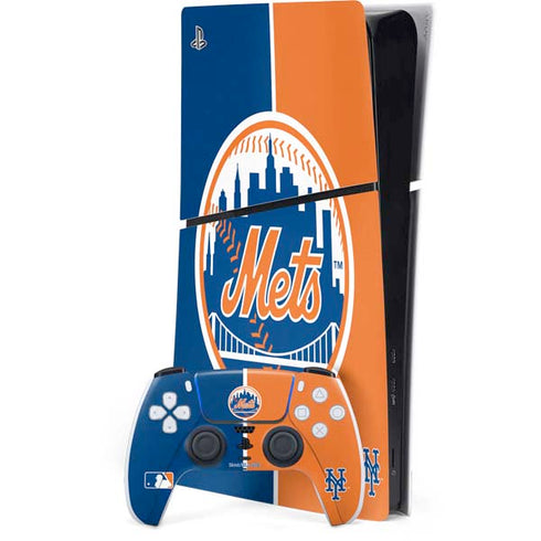 MLB New York Mets Split PS5 Slim Digital Edition Bundle Skin
