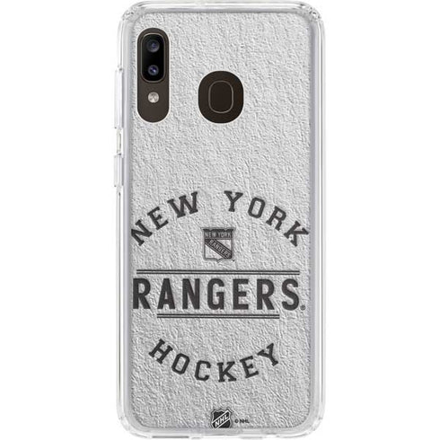 NHL New York Rangers Black Text Galaxy A20 Clear Case