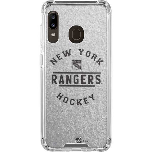 NHL New York Rangers Black Text Galaxy A30 Clear Case