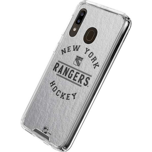 NHL New York Rangers Black Text Galaxy A30 Clear Case
