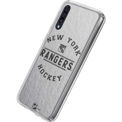 NHL New York Rangers Black Text Galaxy A50 Clear Case