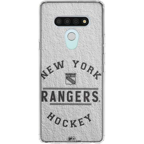NHL New York Rangers Black Text LG Stylo 6 Clear Case
