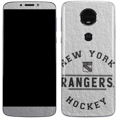 NHL New York Rangers Black Text Moto E5 Plus Skin