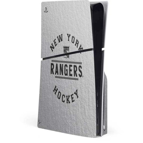 NHL New York Rangers Black Text PS5 Slim Disk Console Skin