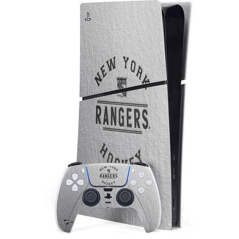 NHL New York Rangers Black Text PS5 Slim Digital Edition Bundle Skin