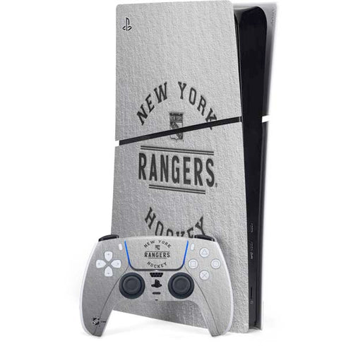 NHL New York Rangers Black Text PS5 Slim Digital Edition Console Skin