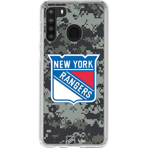 NHL New York Rangers Camo Galaxy A21 Clear Case