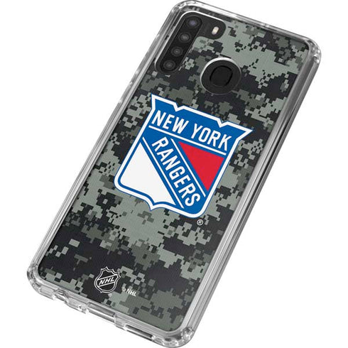 NHL New York Rangers Camo Galaxy A21 Clear Case