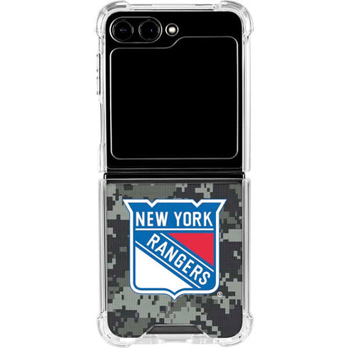 NHL New York Rangers Camo Galaxy Z Flip5 5G Clear Case