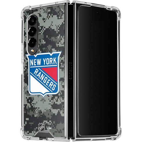 NHL New York Rangers Camo Galaxy Z Fold4 5G Clear Case