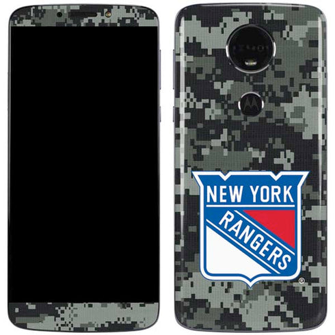 NHL New York Rangers Camo Moto E5 Plus Skin
