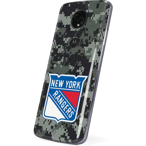 NHL New York Rangers Camo Moto E5 Plus Skin