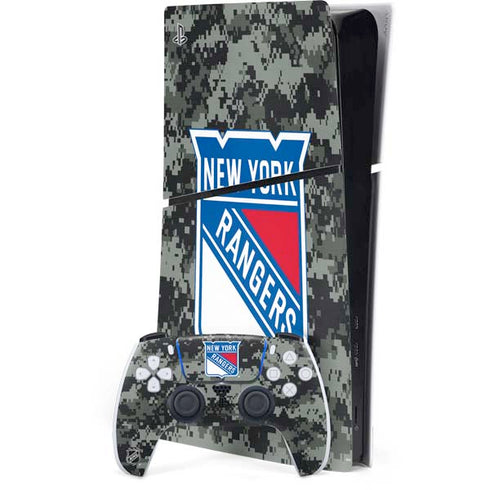 NHL New York Rangers Camo PS5 Slim Digital Edition Bundle Skin