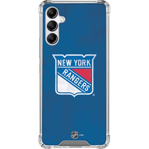 NHL New York Rangers Distressed Galaxy A14 5G Clear Case