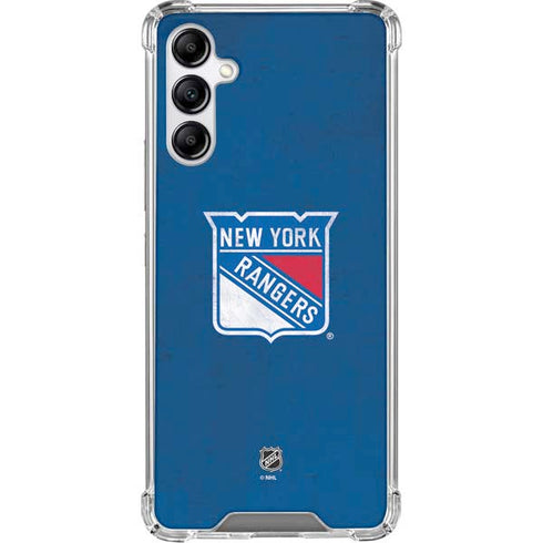 NHL New York Rangers Distressed Galaxy A15 5G Clear Case