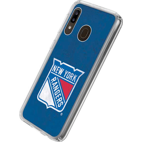 NHL New York Rangers Distressed Galaxy A20 Clear Case