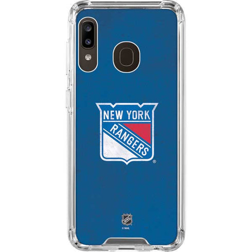 NHL New York Rangers Distressed Galaxy A30 Clear Case