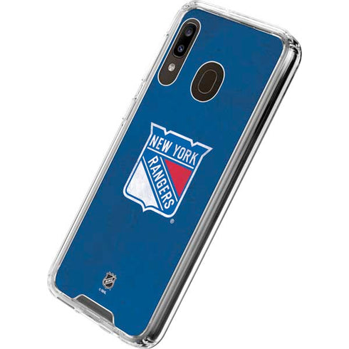 NHL New York Rangers Distressed Galaxy A30 Clear Case