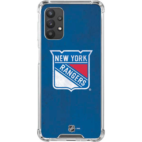 NHL New York Rangers Distressed Galaxy A32 5G Clear Case