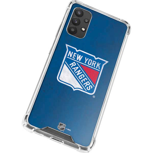NHL New York Rangers Distressed Galaxy A32 5G Clear Case