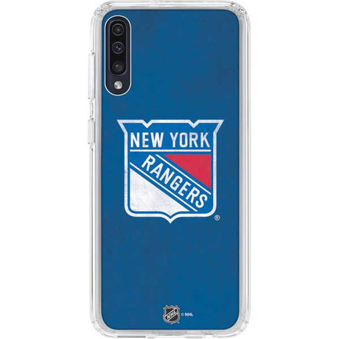 NHL New York Rangers Distressed Galaxy A50 Clear Case