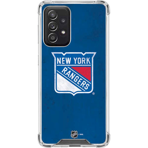 NHL New York Rangers Distressed Galaxy A52 5G Clear Case