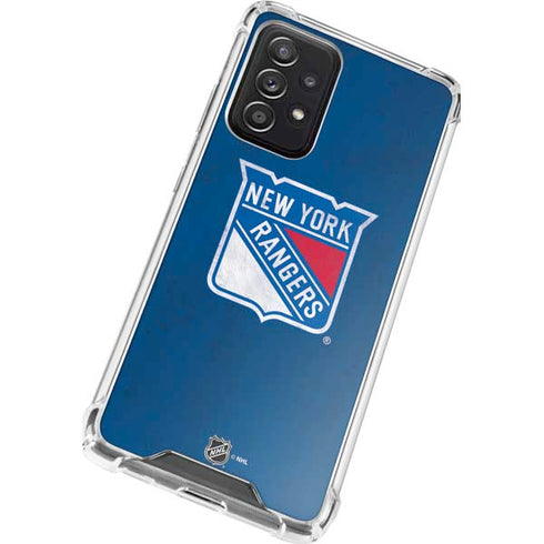 NHL New York Rangers Distressed Galaxy A52 5G Clear Case