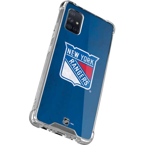 NHL New York Rangers Distressed Galaxy A71 5G Clear Case