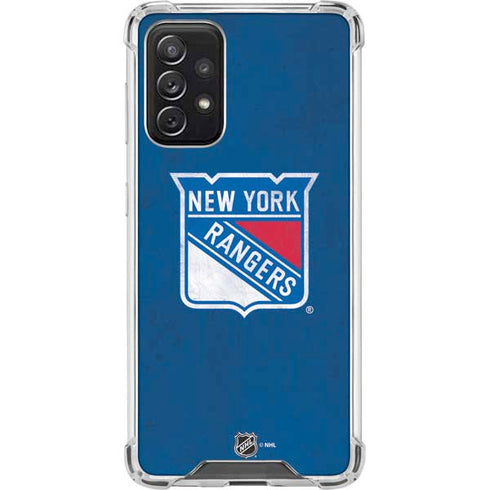 NHL New York Rangers Distressed Galaxy A72 5G Clear Case